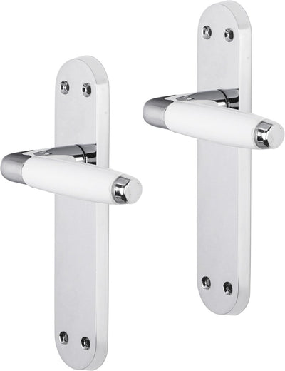 Maniglia per porta Impresso - durban - per interni - scudo ovale con viti - cromata - bianca - 2 pezzi