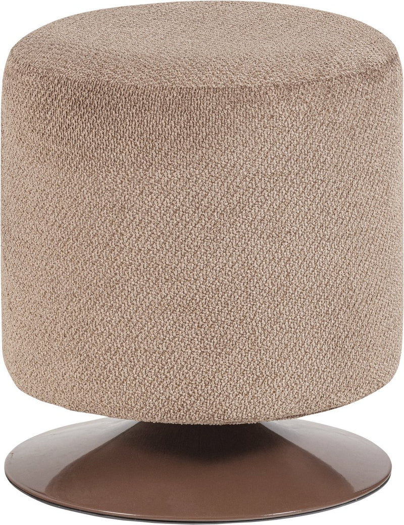 Woood islen poef met draaivoet - bouclé - bruin - 47x39x39