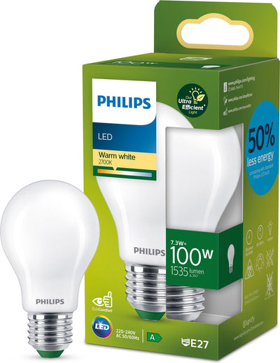 Philips LED Lámpara LED Philips ultra eficiente mate - 100 W - E27 - luz blanca cálida