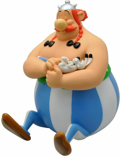 Salvadanaio Plastoy Asterix Obelix - Obelix con idefix e sacchi salvadanaio - 22 cm