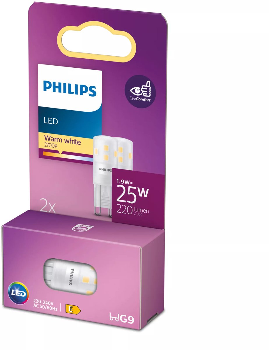 Capsula LED a risparmio energetico Philips trasparente - 25 W - G9 - luce bianca calda - 2 pezzi - risparmia sui costi energetici