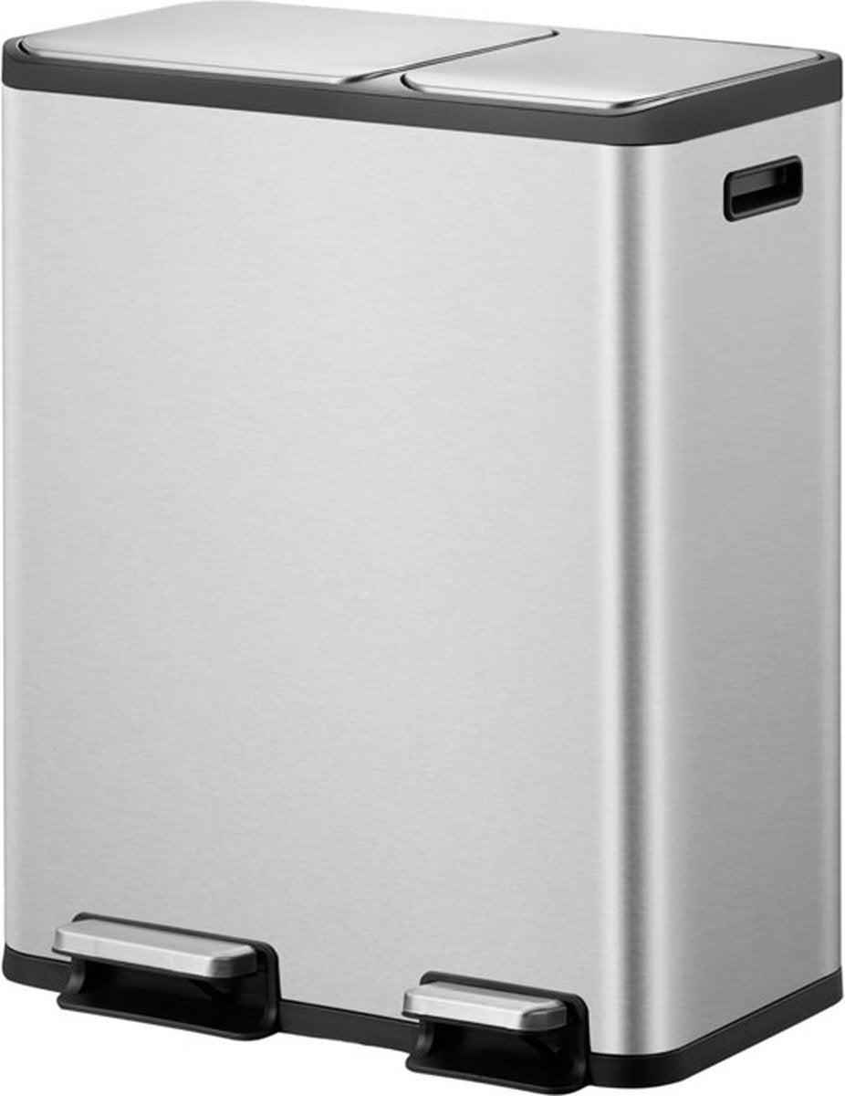Eko - ecocasa 1 pedaalemmer 30+20 liter - stainless steel polypropyleen - mat rvs - prullenbak