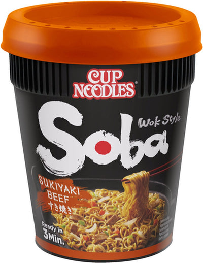 Nissin soba cup noodles - sukiyaki beef wok style noedels - instant noodles - 8 stuks