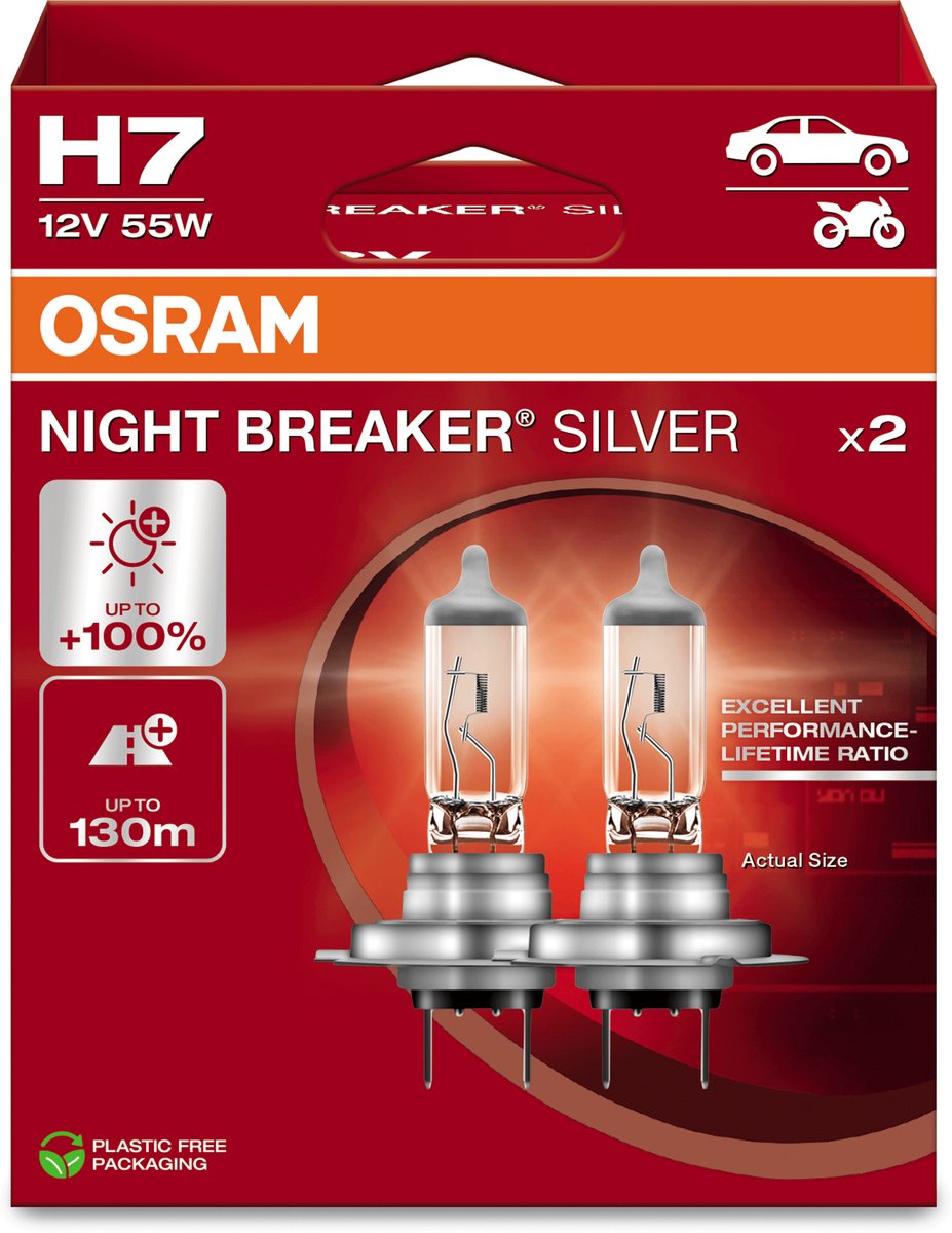 Serie Osram Night Breaker - Illuminazione per veicoli - Lampada H7 - Argento - Lunga durata
