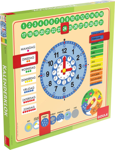 Reloj de calendario de madera Goula