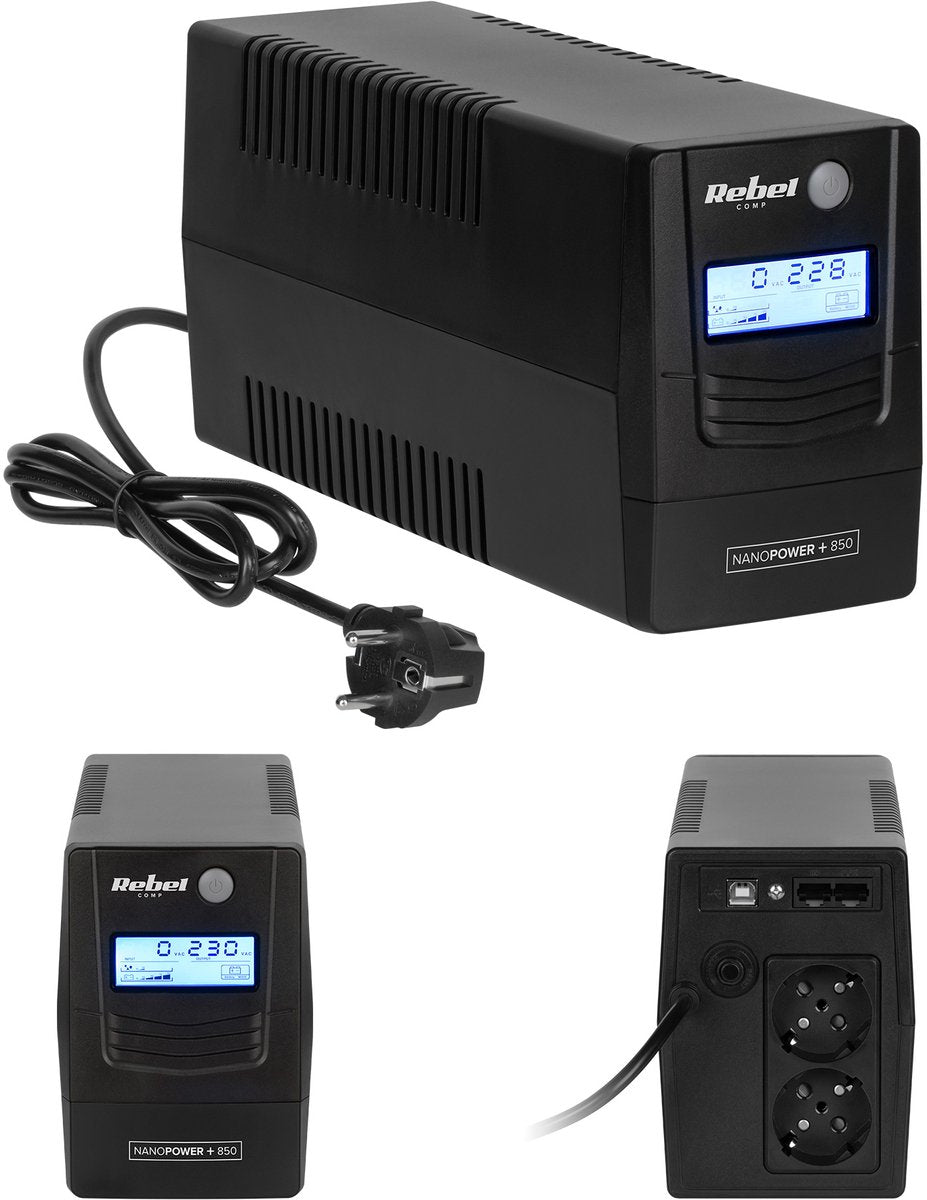 Rebel UPS 850VA – LCD – alimentatore di emergenza per PC, modem router – USB – Viewpower