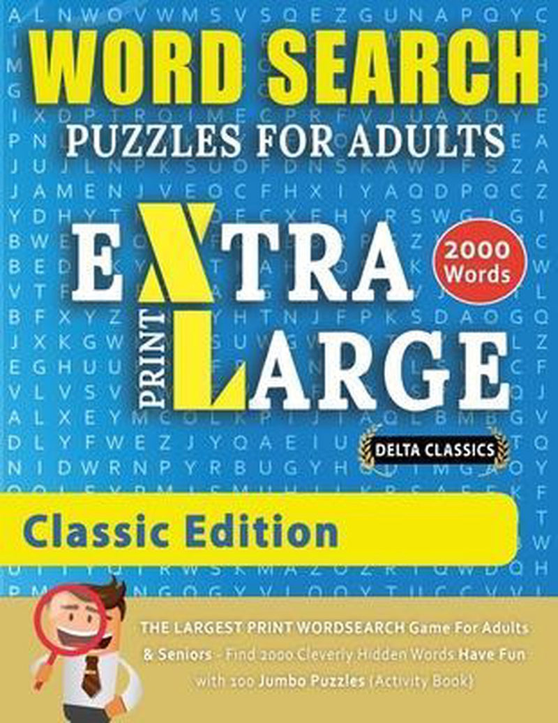 Puzzle di ricerca di parole stampa extra large per adulti - edizione classica - delta classics - il più grande gioco di ricerca di parole stampate per adulti e anziani - trova