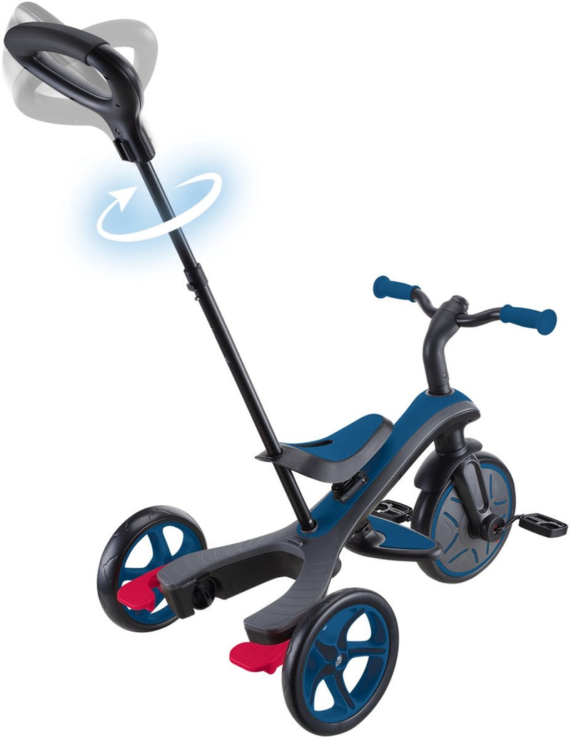 Triciclo globber - triciclo 4 en 1 en color azul - azul - convertible 4 en 1 - con barra de empuje - de 10 meses a 5 años