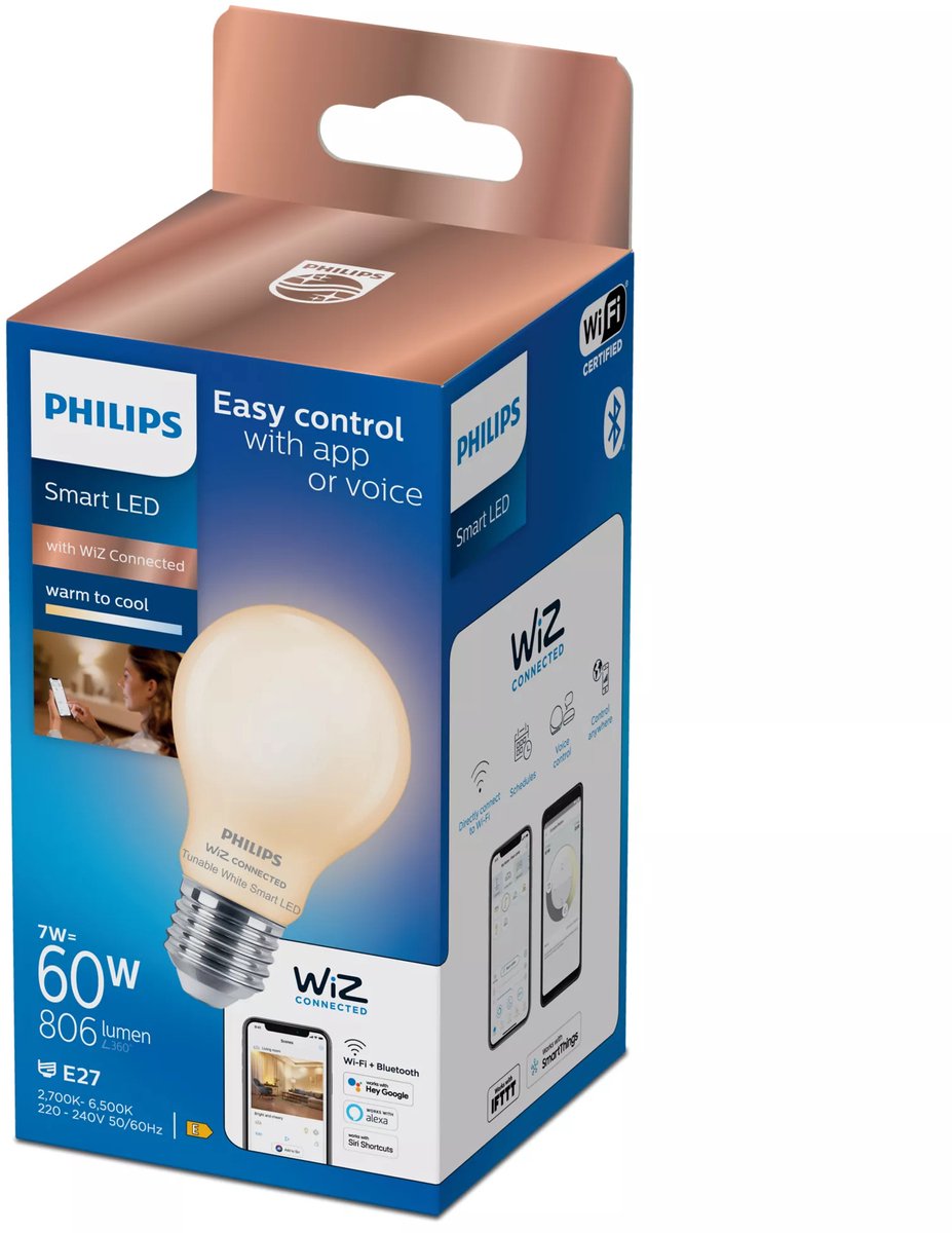 Philips smart lighting - lamp - smart LED lighting - warm to cool white light - e27 - 60w - matt - wi-fi
