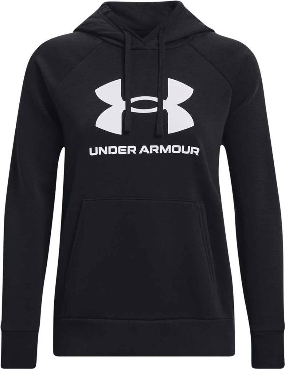 Camiseta deportiva Under Armour UA Rival Fleece Big Logo HD para mujer - Negro - Blanco