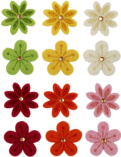 Creativ company felt flowers with rhinestones, d 30 mm, thickness 2.5 mm, 120 pieces 1 box