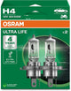 Osram serie ultra life - lampada alogena per veicoli - h4 - lunga durata - garanzia 4 anni