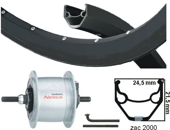 Kgs voorwiel 28 inch (622) zac2000 zwart naafd en r.brake zwarte spaak vaste as