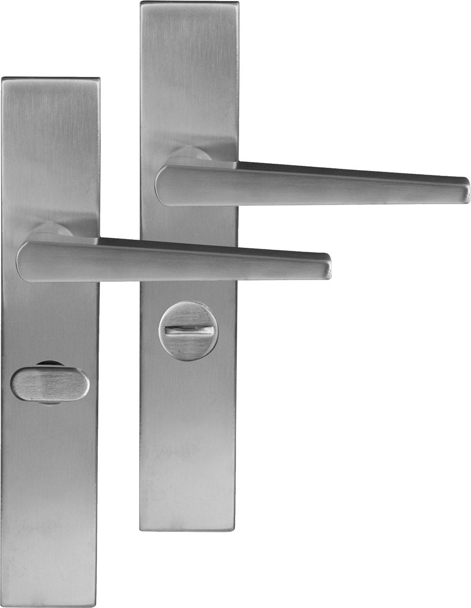Differenza | Maniglia per porta Rotterdam | scudo quadrato | WC 63mm | cromo opaco