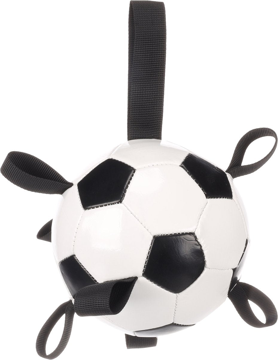 Flamingo dog toy – floating football dog – water toys with handles – towa football white black – ø 14 cm