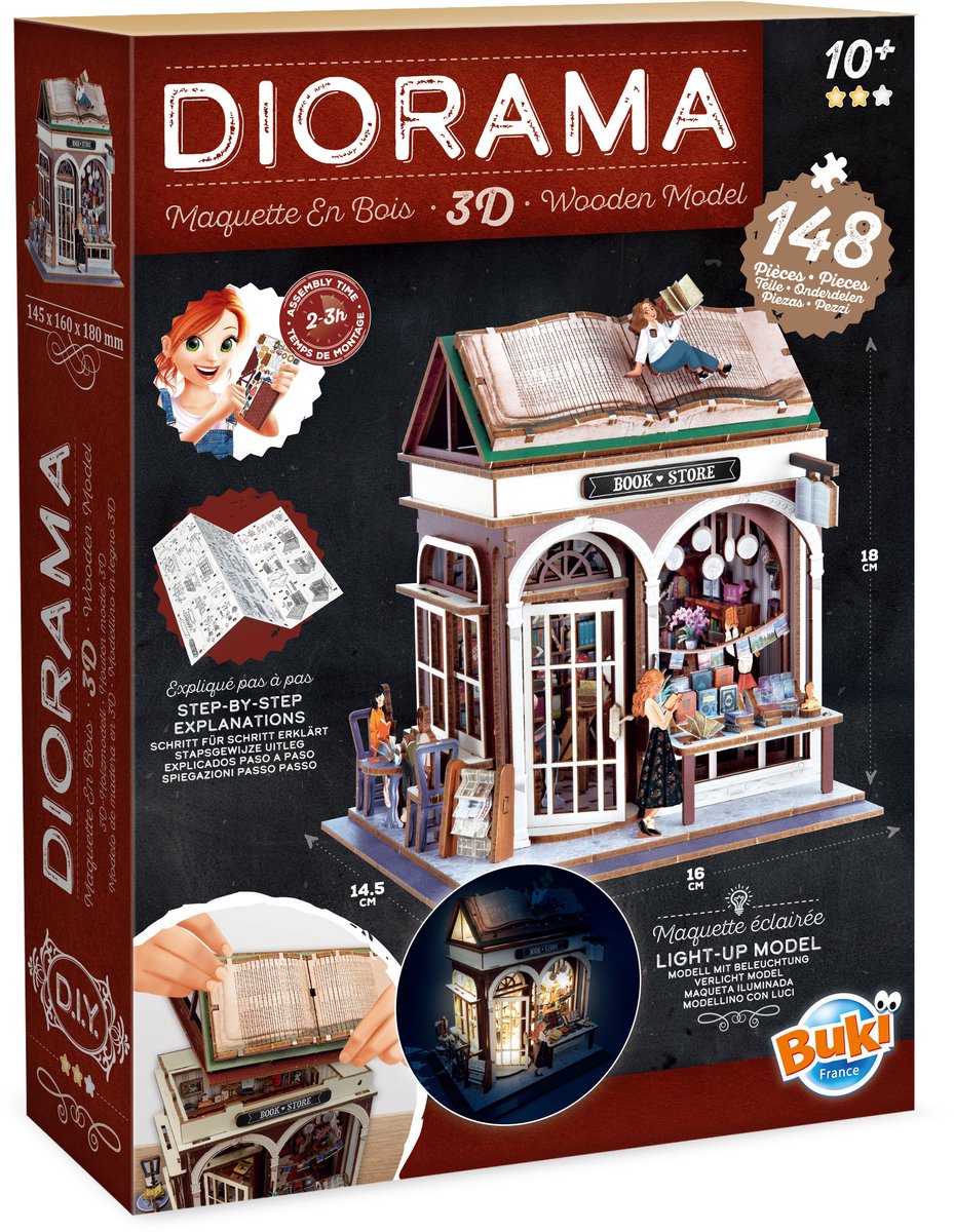 Buki france buki - kit modelo - diorama - madera - biblioteca temática
