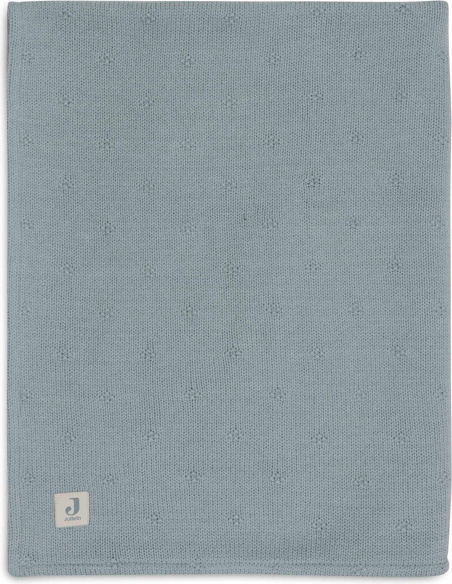 Jollein - coperta per lettino 100x150 cm - coperta per bebè - morbido velluto verde mare lavorato a maglia
