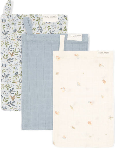 Set piccole salviette olandesi - blu - Amici della foresta