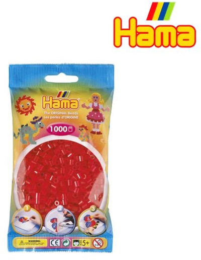 Hama Iron Beads 1000 piezas rojo transparente