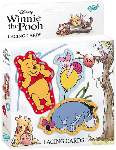 Grupo de manualidades creativas totum winnie the pooh ensartando tarjetas incl. cordones - 5 piezas