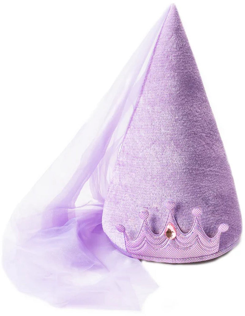 Piccole avventure - cappello a cono da principessa lilla - cappello in velluto con velo