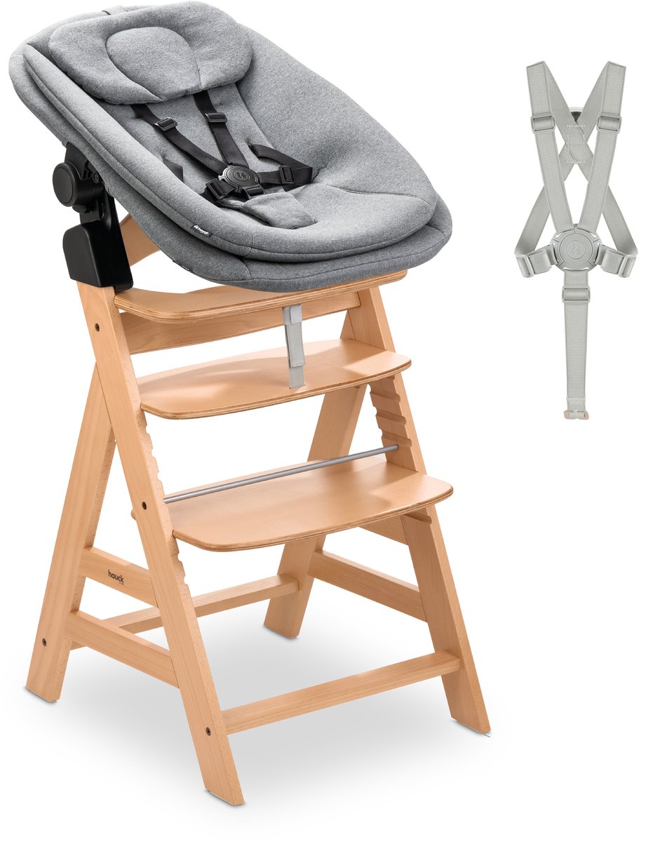 Hauck alpha Newborn set pro - juego de trona de crecimiento desde el nacimiento - gris natural