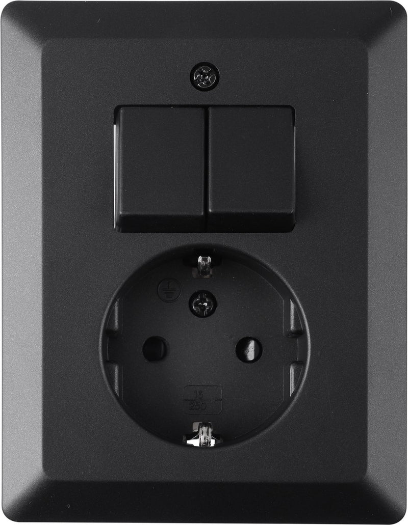 Combinazione Q-link da incasso - di serie - con interruttore - con terra - nero