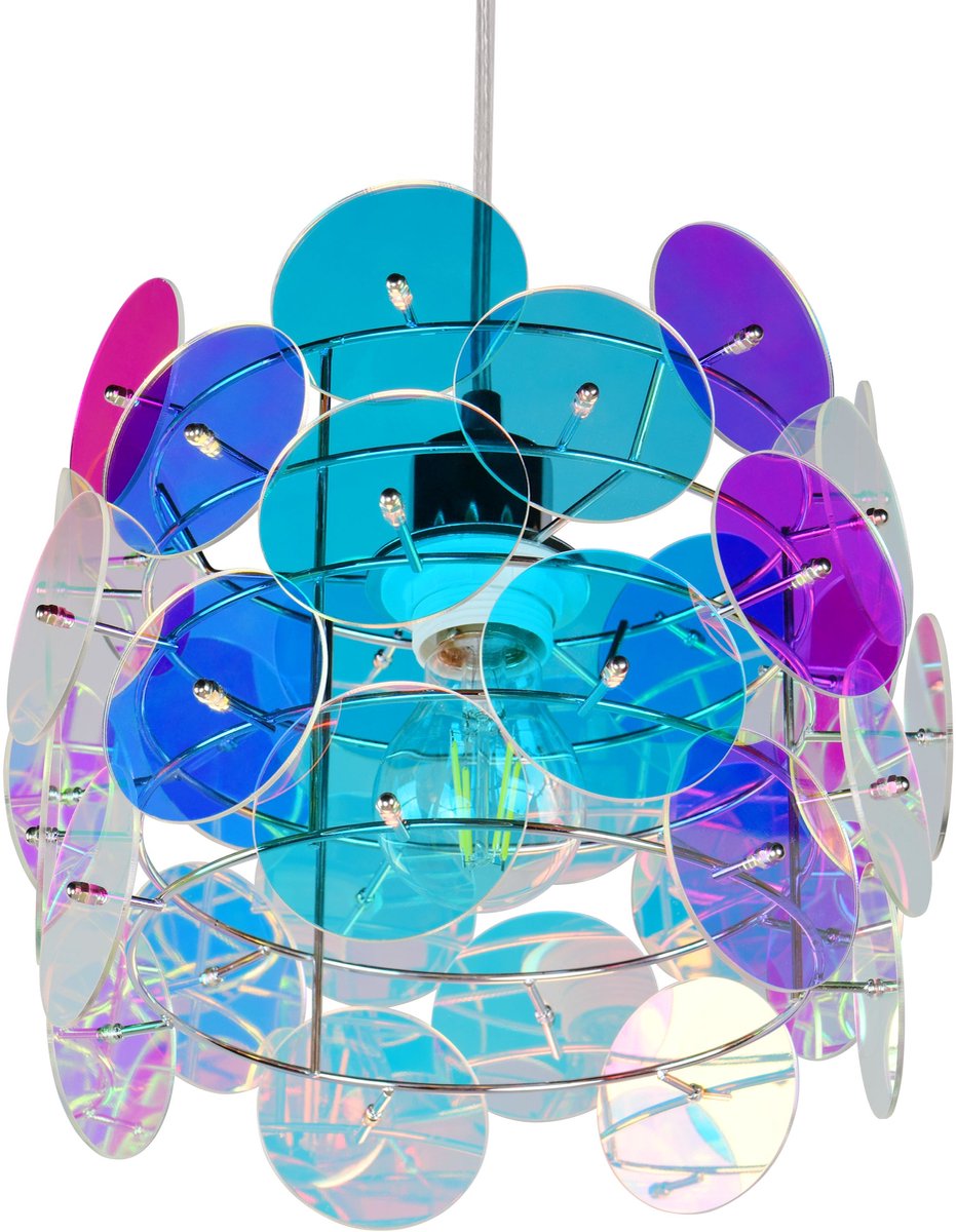 Rl live your light reality iride - hanglamp - transparant iriserend - excl. 1x e27 4 w - plafondbevestiging - in hoogte verstelbaar