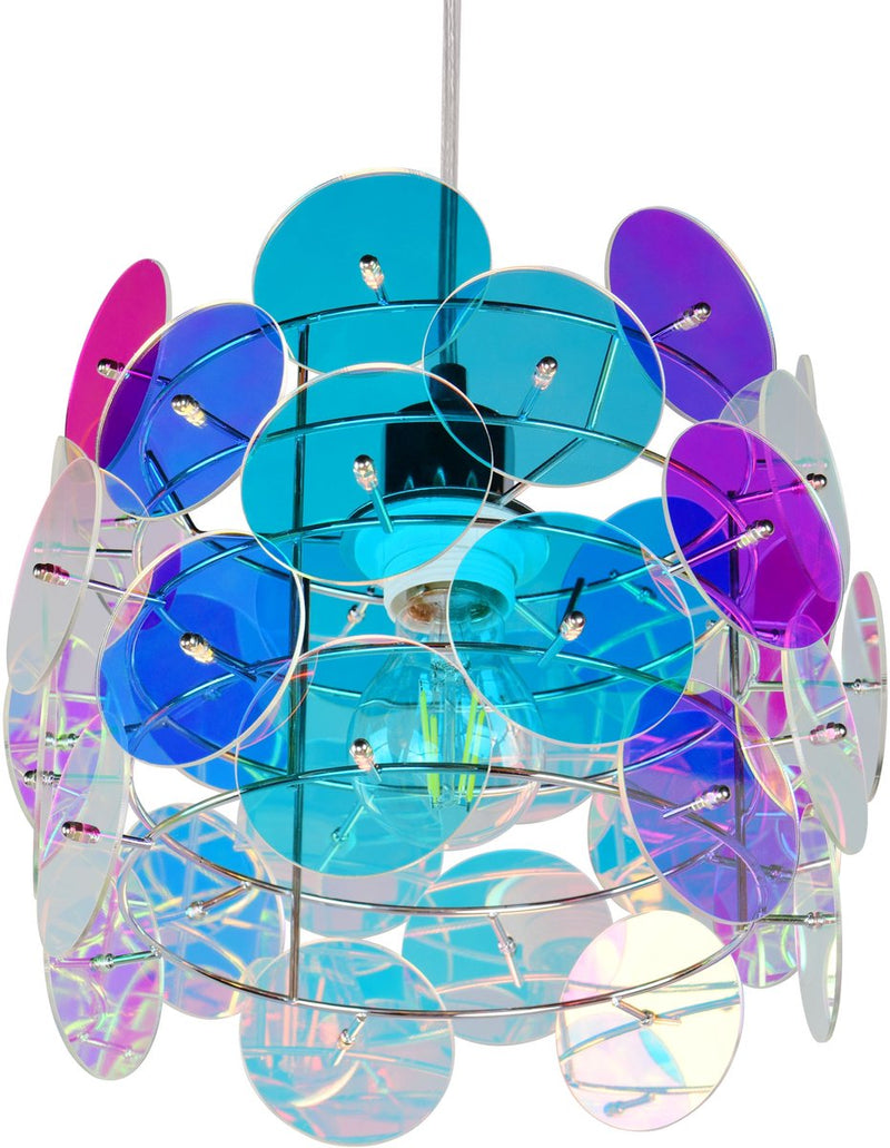 Rl vivi la tua realtà luminosa iride - lampada a sospensione - trasparente iridescente - escl. 1x e27 4 w - montaggio a soffitto - regolabile in altezza