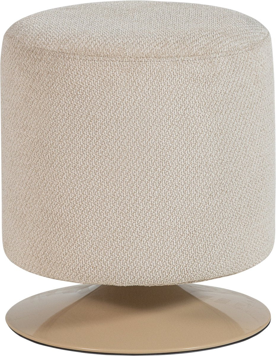 Pouf Wood islen con base girevole - bouclé - beige - 47x39x39