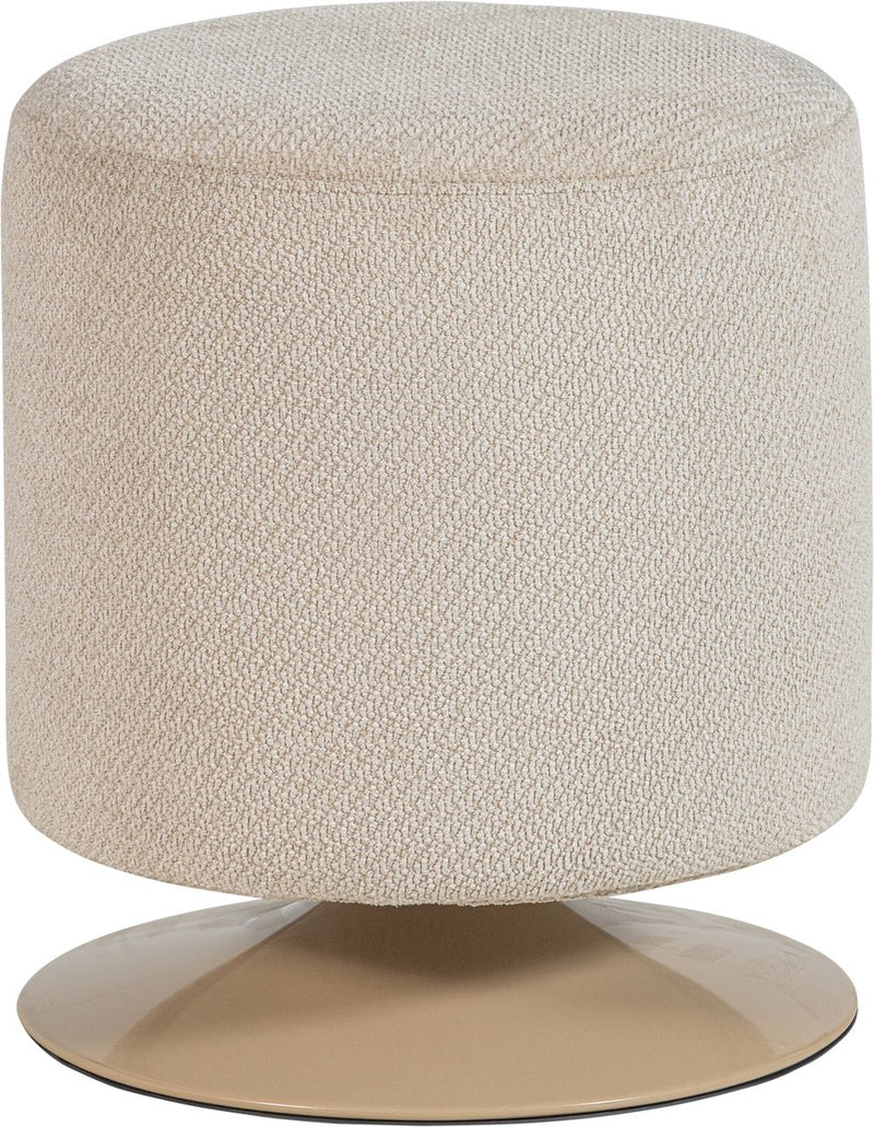 Pouf Wood islen con base girevole - bouclé - beige - 47x39x39