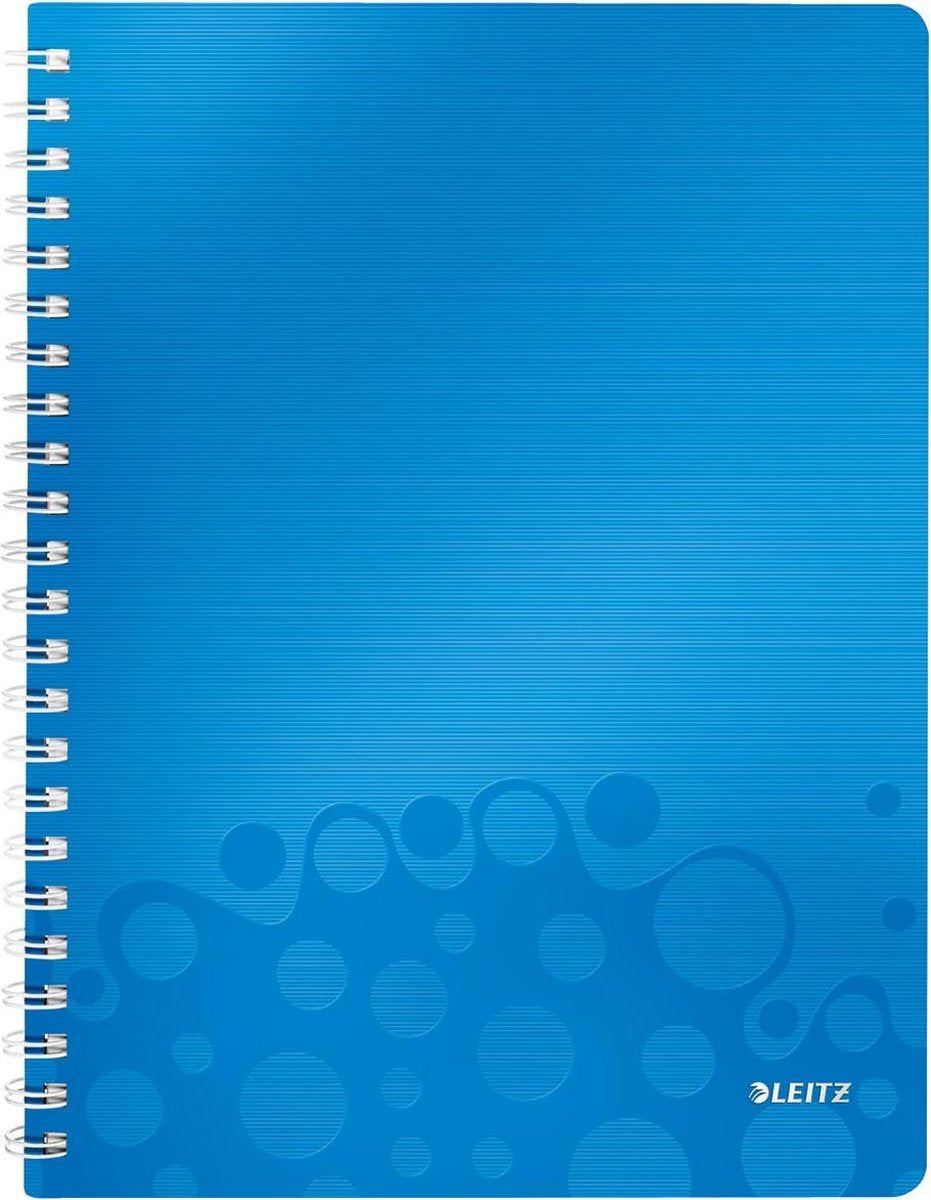 Cuaderno A4 con encuadernación en espiral Leitz wow - 80 hojas - a rayas - certificado FSC - azul
