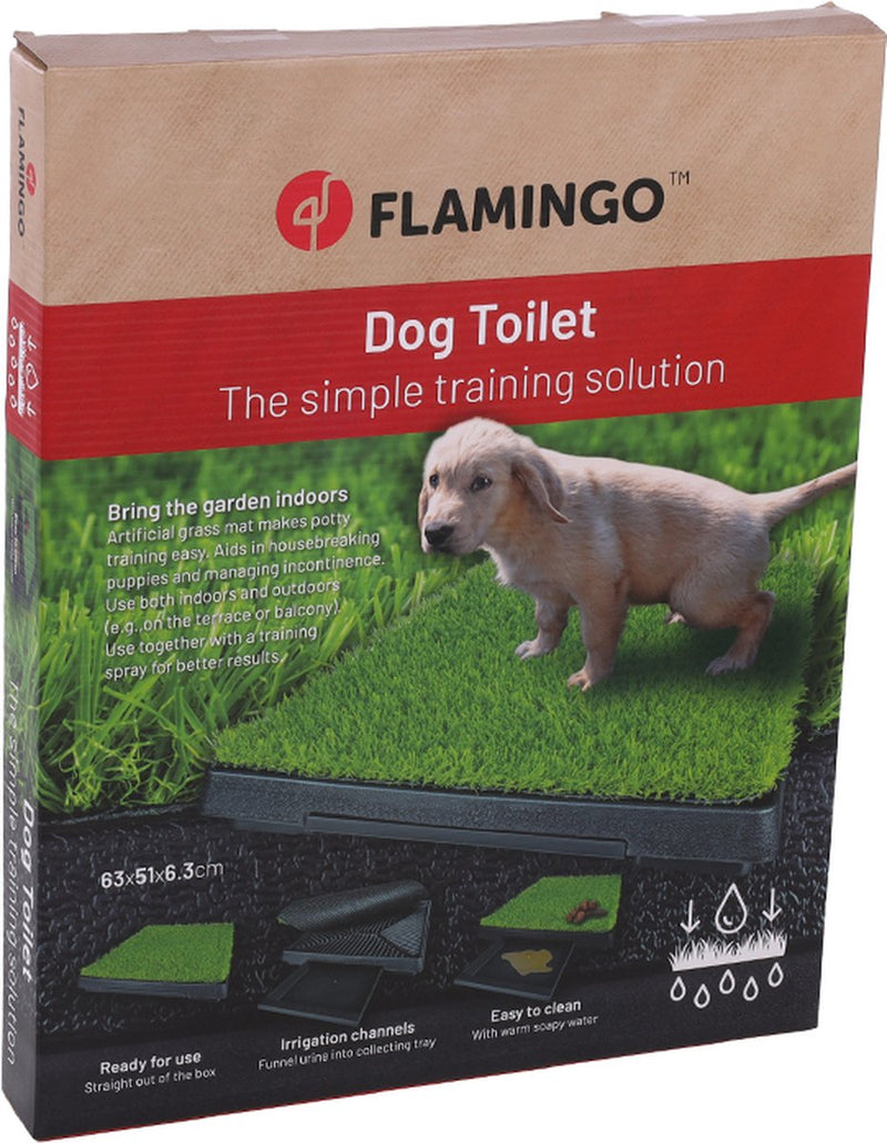 Toilette per cani Flamingo 63x51x6,3 cm dentro e fuori, facile da pulire, facile da addestrare, sul balcone sembra ordinata per cuccioli e cani anziani