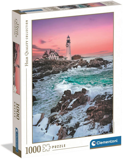 Ty clementoni first snow at portland head - lighthouse in the snow - puzzle 1000 pieces adults - jigsaw puzzle HQC high quali collection from 12 years