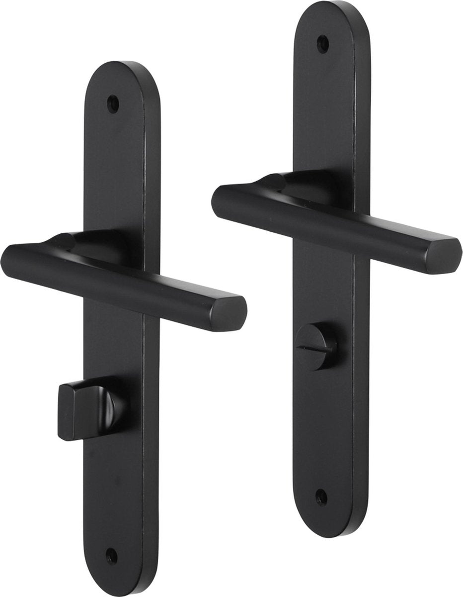 Maniglia per porta Impresso - redhill - per interni - scudo ovale con vite e serratura WC - alluminio nero - 2 pezzi
