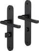 Maniglia per porta Impresso - redhill - per interni - scudo ovale con vite e serratura WC - alluminio nero - 2 pezzi