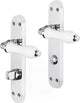 Maniglia per porta Impresso - Perth - per interni - scudo ovale con viti e serratura WC - cromata - bianca - 2 pezzi