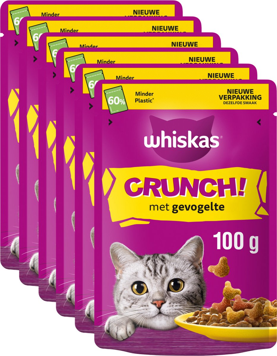 Whiskas kattensnoepjes - crunch snacks - gevogelte - 6 x 100g