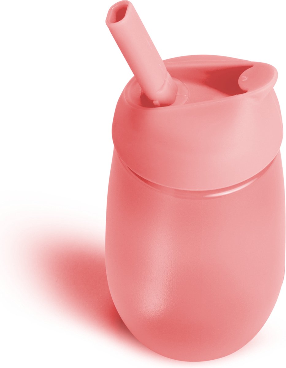 Bicchiere di cannuccia Munchkin - bicchiere antigoccia - pulizia semplice - facile da pulire - lavabile in lavastoviglie - bicchiere per neonati e bambini - 296 ml - rosa