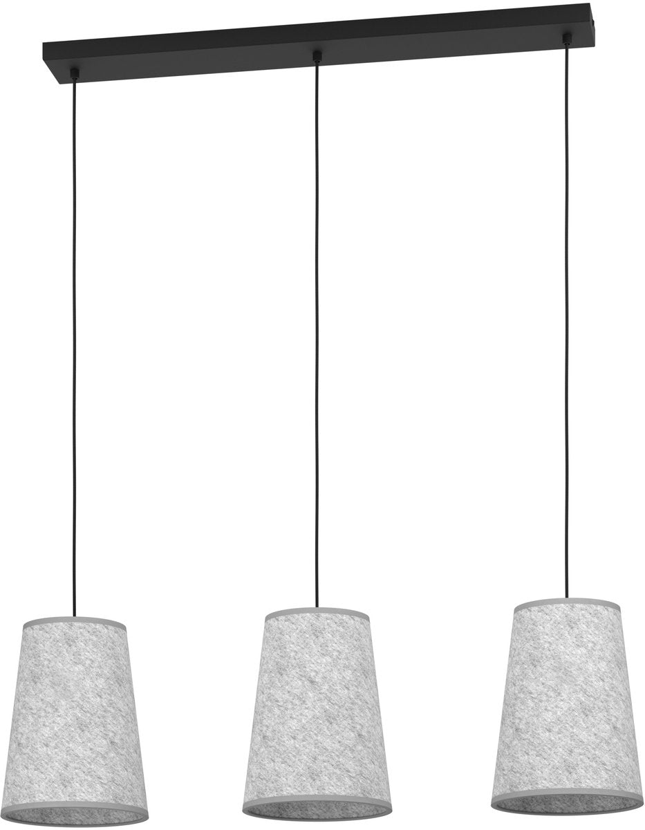 Eglo alsager hanglamp - e27 - 91 cm - zwart|grijs - vilt|staal
