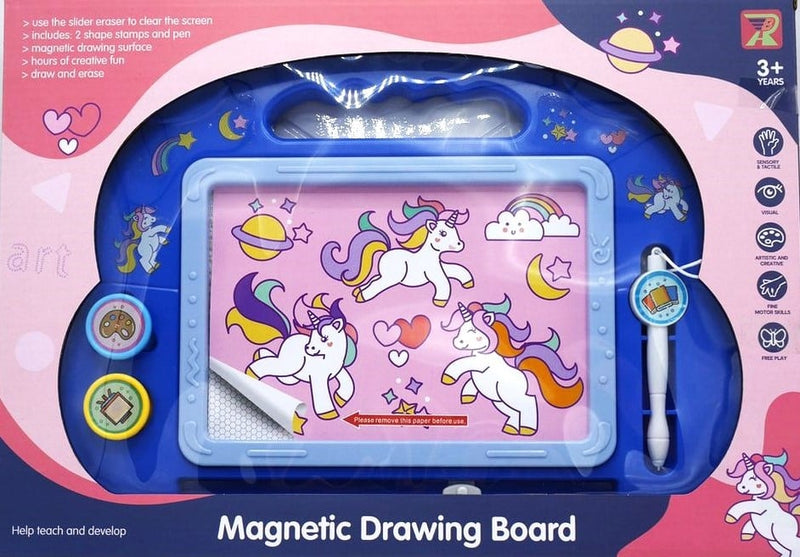 Magical Magical Draw Drawing Unicorn con 2 francobolli a magnete e penna magnetica