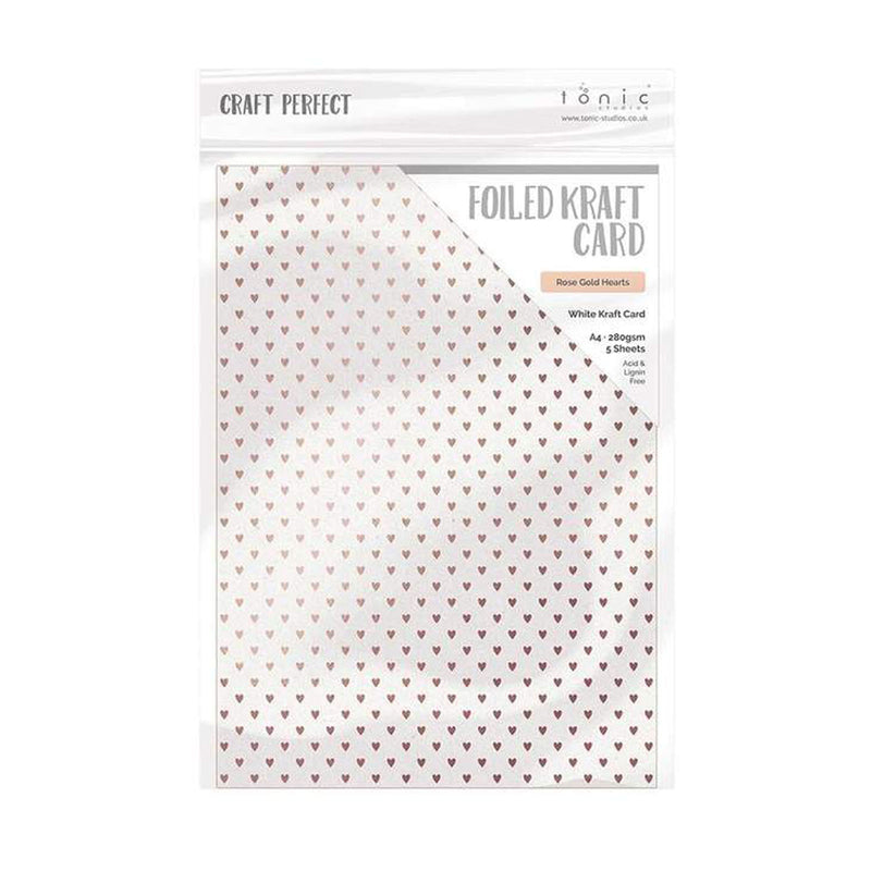 Craft Perfect di Tonic Studios Craft Perfect • carta kraft sventata A4 x5 280g cuori di rosa