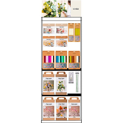 Expositor de suelo Creativ Company, montado, categoría, flores de papel crepé, adulto, alto: 1580 mm, largo: 600 mm, ancho: 400 mm, 121 unidades. 1 pieza