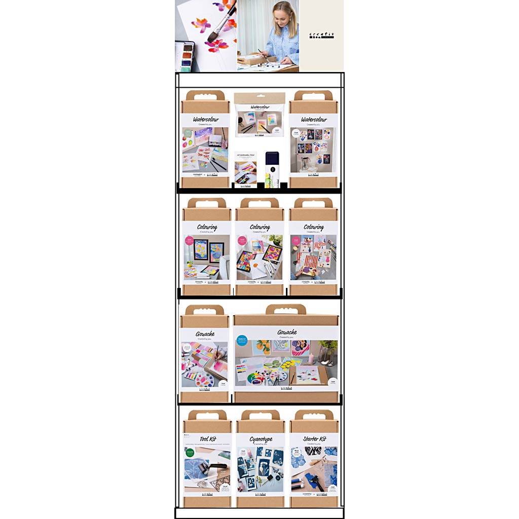 Espositore da terra Creativ Company, montato, forniture per Hero Art, adulto, h: 1580 mm, l: 600 mm, l: 400 mm, 84 unità. 1 pezzo
