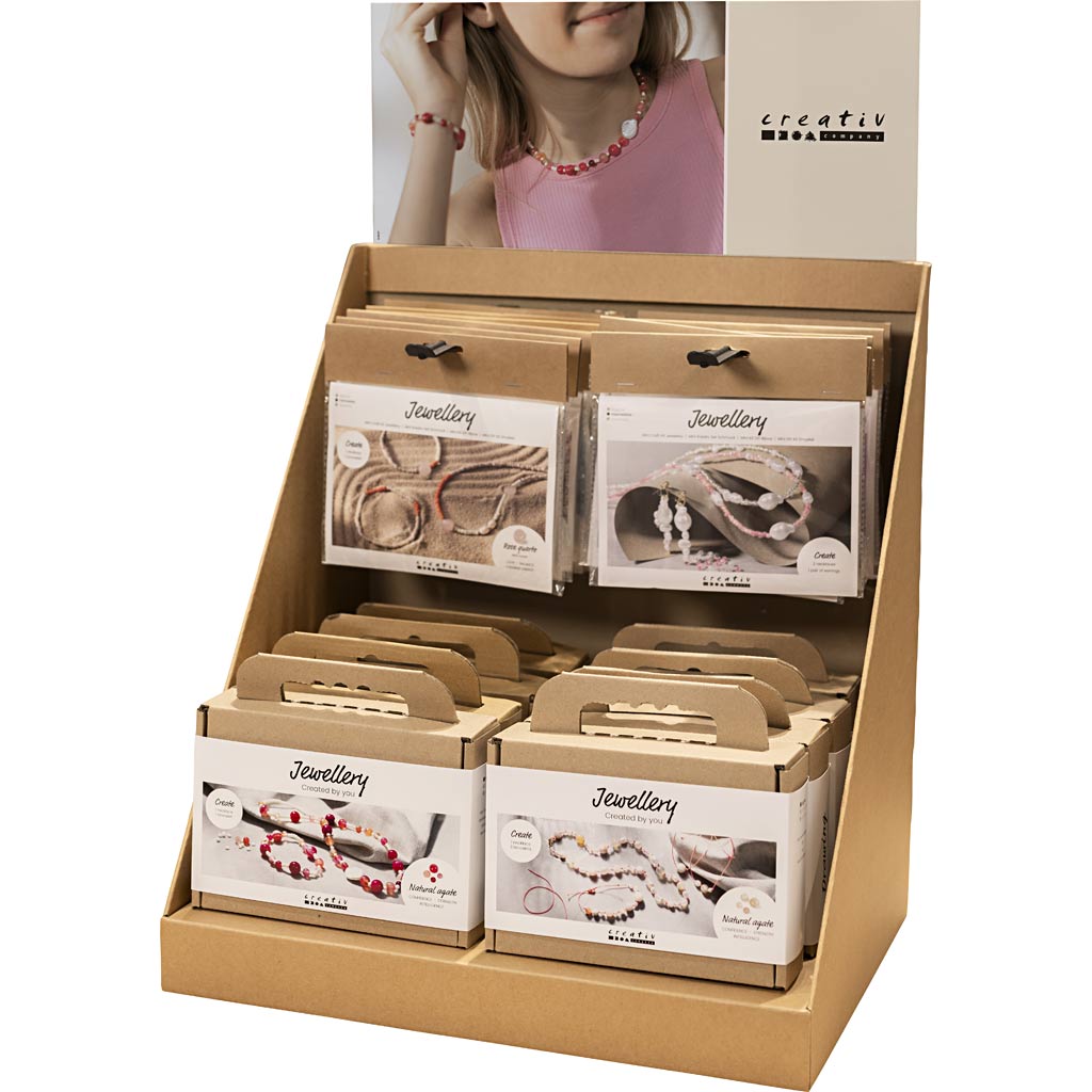 Empresa creativa expositor mostrador pequeño, categoría, joyería, ágatas y cristales, niños y adultos, 48 ​​unidades. 1 pieza