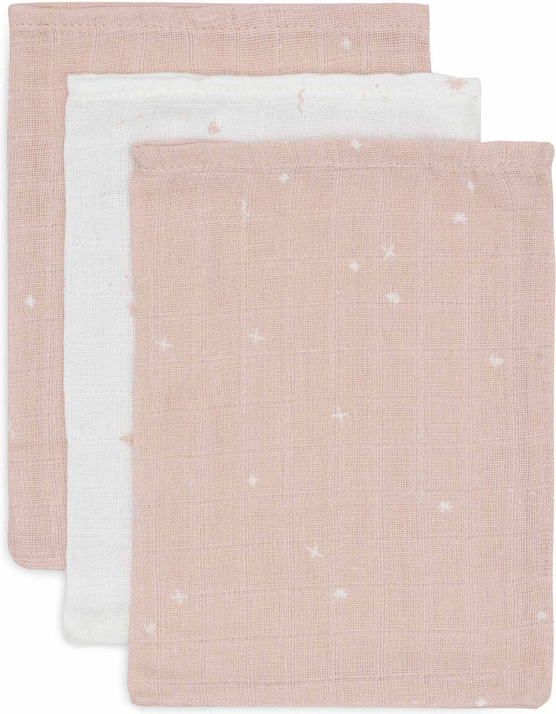 Jollein - salvietta idrofila per bambini - cotone - 3 pezzi - rosa canina scintillante - salvietta per bambini, salviette idrofile -15x20 cm