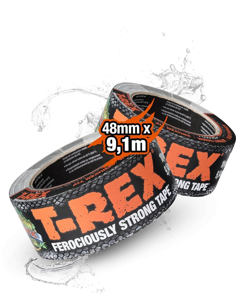 T-rex – Nastro tessile 48 mm x 9,1 m grigio – Nastro gaffer estremamente robusto e resistente agli strappi per uso interno ed esterno – Nastro adesivo impermeabile con forte forza adesiva – Ideale per riparazioni e fissaggi universali