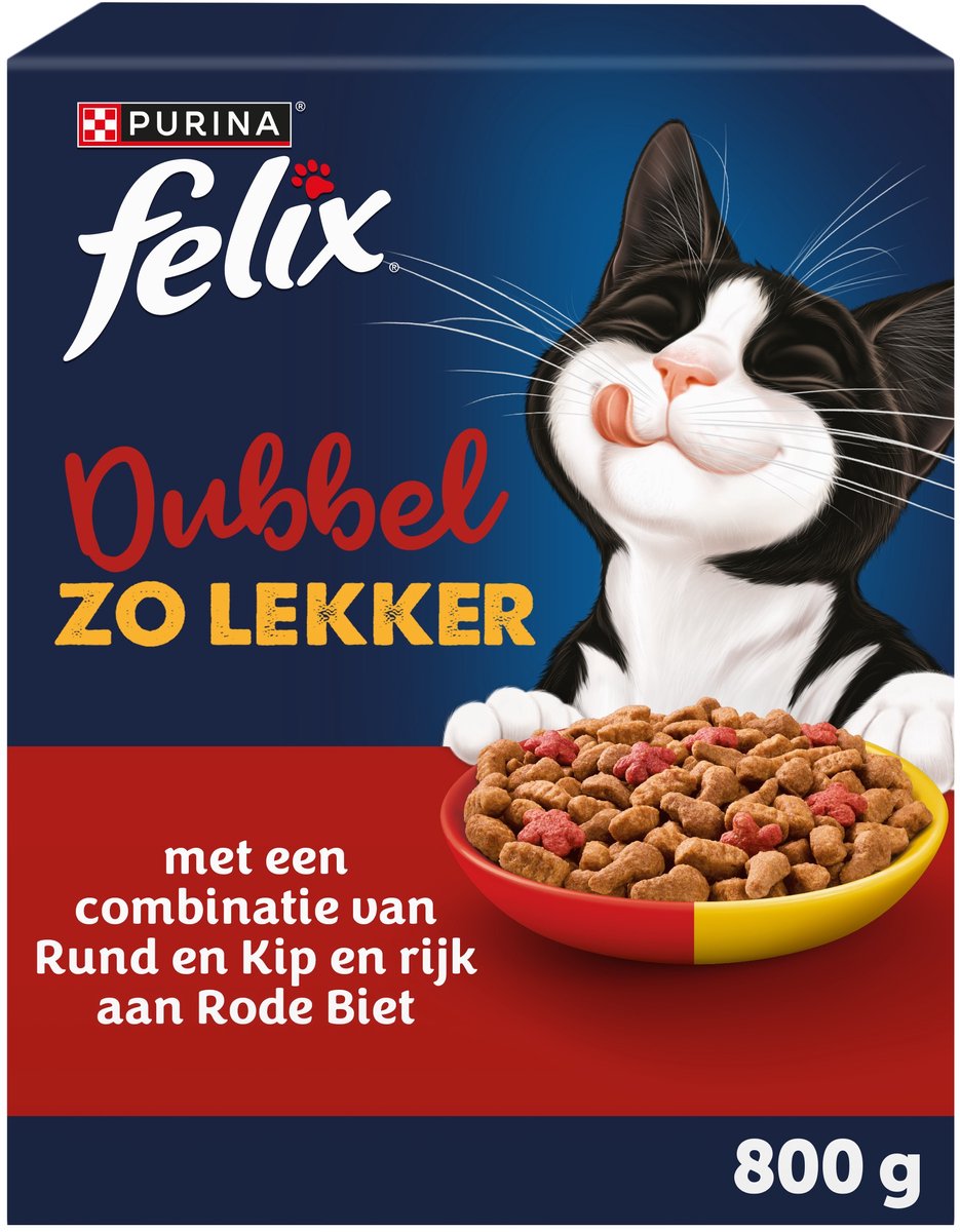 Felix due volte più gustoso - cibo secco per gatti - pollo e manzo - 5 x 800 g