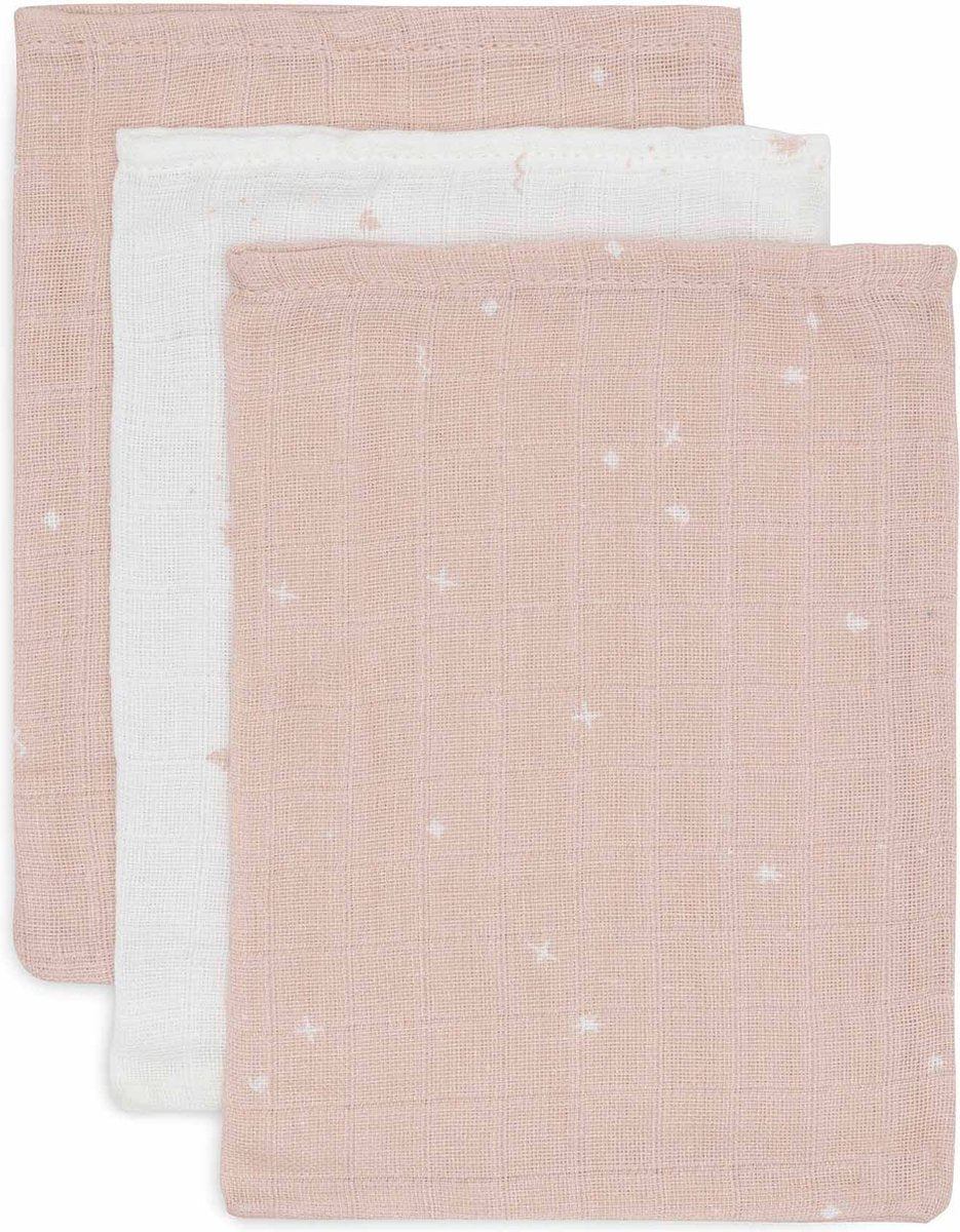 Jollein - salvietta idrofila per bambini - cotone - 3 pezzi - rosa canina scintillante - salvietta per bambini, salviette idrofile -15x20 cm