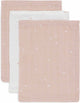 Jollein - salvietta idrofila per bambini - cotone - 3 pezzi - rosa canina scintillante - salvietta per bambini, salviette idrofile -15x20 cm